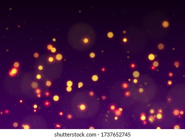 Gold bokeh, light overlay background. Sparkle effect with particles. Magic overlay dust. Glitter blur texture.
