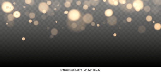 Luces bokeh doradas aisladas. Fondo de Vector con destellos de oro