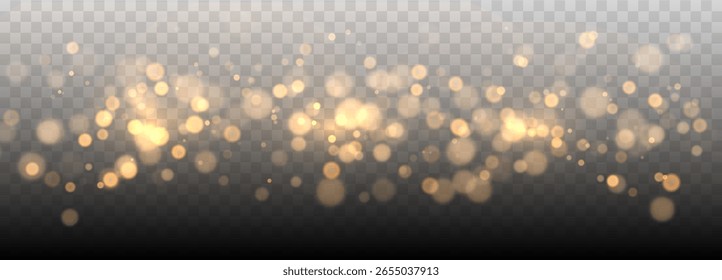 Gold bokeh lights isolated. Vector background with gold sparkles
