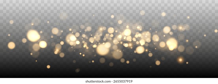 Oro bokeh luces aisladas. Fondo de Vector con destellos de oro