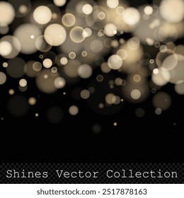 Gold bokeh lights on transparent background, vector design element with trendy colors, easy to edit, perfect ror holidays