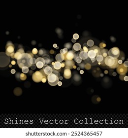 Gold bokeh lights on transparent background, vector design element with trendy colors, easy to edit, perfect ror holidays