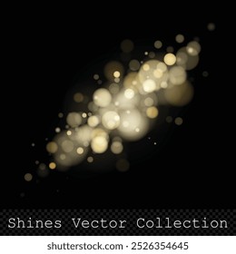 Gold bokeh lights on transparent background, vector design element with trendy colors, easy to edit, perfect ror holidays