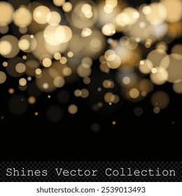 Gold bokeh lights on transparent background, vector design element with trendy colors, easy to edit, perfect ror holidays