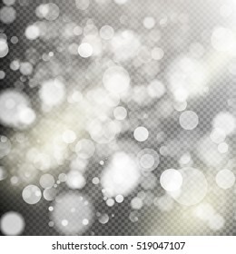 Gold bokeh lights and sparkles on transparent background. EPS 10 vector file included