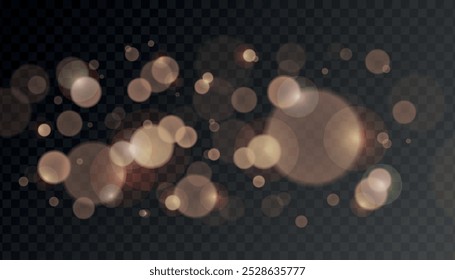 Bokeh de oro sobre fondo transparente aislado. La luz del punto de destello de la lente de Vector brilla o los rayos brillantes brillantes brillantes para la Plantilla de diseño de moda moderna de la celebración de la Navidad.