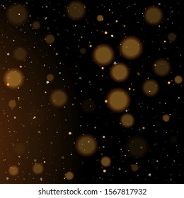 Gold bokeh, shiny glittering golden and silver stars