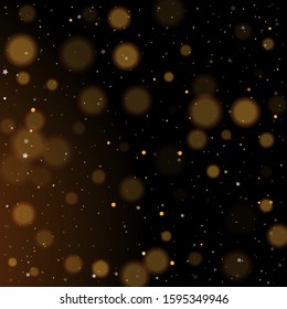 Gold bokeh, shiny glittering golden and silver stars