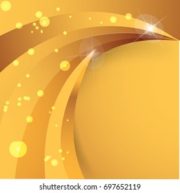 Gold bokeh smooth light gold wave background. Vector illustration, eps 10, contains transparencies.