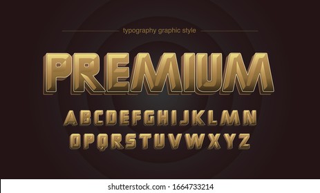 Gold Bold 3D Uppercase Business Artistic Font Typography