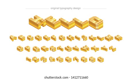 Gold Bold Isometric Typography Design