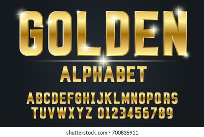 Gold bold typeface set style modern.Decorative alphabet vector fonts and numbers.Typography design for headlines, labels, posters, logos, cover, etc.