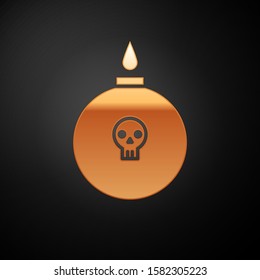 Gold Bomb ready to explode icon isolated on black background.  Vector Illustration