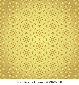 Gold bone and circle pattern on pastel background. Retro and classic bone seamless pattern for vintage or old design.