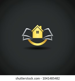 gold book home vector logo