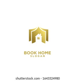 gold Book house logo design icon design vector