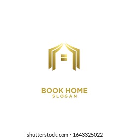 gold Book house logo design icon design vector