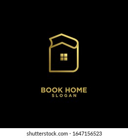 gold Book house logo design icon design vector