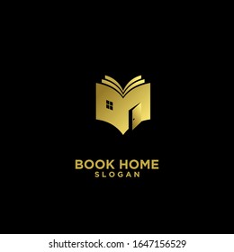 gold Book house logo design icon design vector