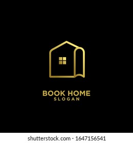 gold Book house logo design icon design vector