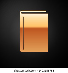 Gold Book icon isolated on black background.  Vector Illustration