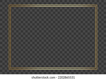 Gold border background. Frame for the decoration of invitations on a transparent background. Vector illustration.