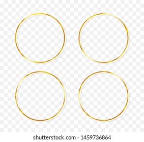 Gold border circle, sphere with light luxury decor effect. Golden set frame isolated element in minimal style. Geometric shining circle  with thin realistic line for poster, banner, cover, print.
