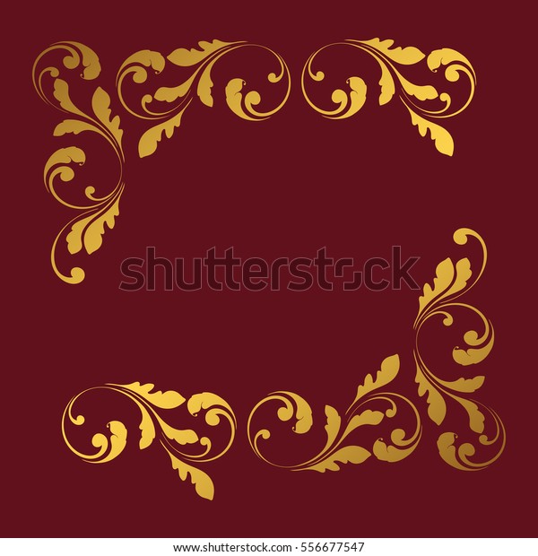 Gold Border Floral Swirls Flowers Golden Stock Vector (Royalty Free ...