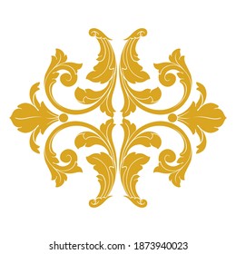 Gold Border and Frame with baroque style. Ornament elements for your design. Black and white color. Floral engraving decoration for postcards or invitations for social media.