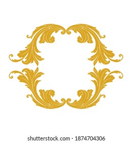 Borde dorado y marco de estilo barroco. Elementos decorativos para su diseño. Color blanco y negro. Decoración de grabaciones florales para postales o invitaciones para medios sociales.