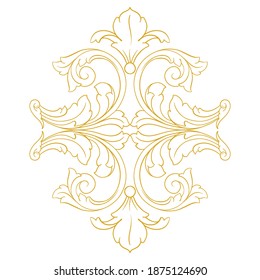 Gold Border and Frame with baroque style. Ornament elements for your design. Black and white color. Floral engraving decoration for postcards or invitations for social media.