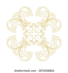Borde dorado y marco de estilo barroco. Elementos decorativos para su diseño. Color blanco y negro. Decoración de grabaciones florales para postales o invitaciones para medios sociales.