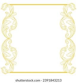 Gold Border or frame decorative filigree calligraphy element in baroque style vintage and retro