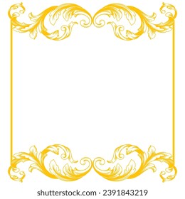 Gold Border or frame decorative filigree calligraphy element in baroque style vintage and retro