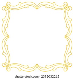 Borde de oro o marco decorativo de caligrafía de filigre elemento en vintage de estilo barroco y retro
