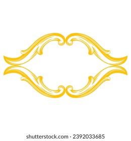 Gold Border or frame decorative filigree calligraphy element in baroque style vintage and retro