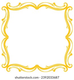 Gold Border or frame decorative filigree calligraphy element in baroque style vintage and retro