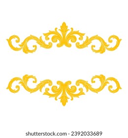 Gold Border oder Rahmen dekorative filigrane Kalligraphie-Elemente im barocken Stil Vintage und Retro