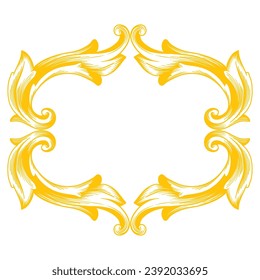 Gold Border or frame decorative filigree calligraphy element in baroque style vintage and retro