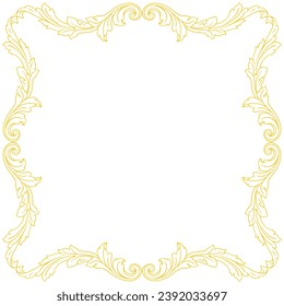 Gold Border or frame decorative filigree calligraphy element in baroque style vintage and retro