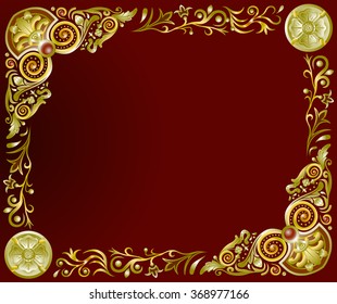 gold border frame landscape designs for paintings and photographs
