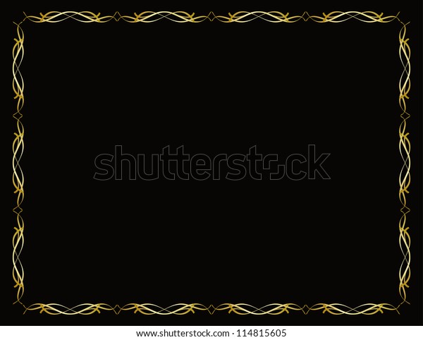 Gold Border Frame On Black Background Stock Vector Royalty Free 114815605