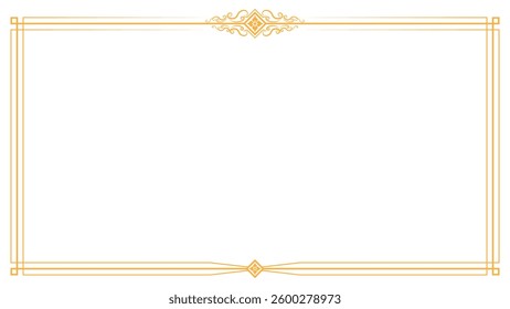 Gold border on white background template with decorative ornament, elegant and modern. Minimalist gold border vector for certificates, invitations, luxury stationery, or frame template.