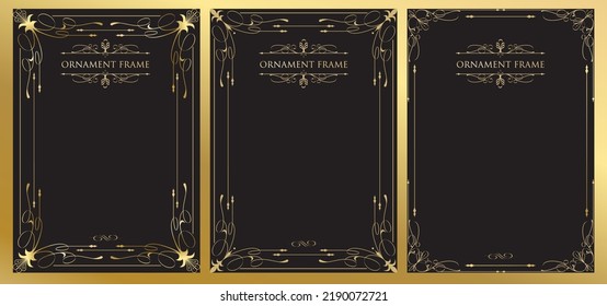 Gold border ornament frame vector illustration