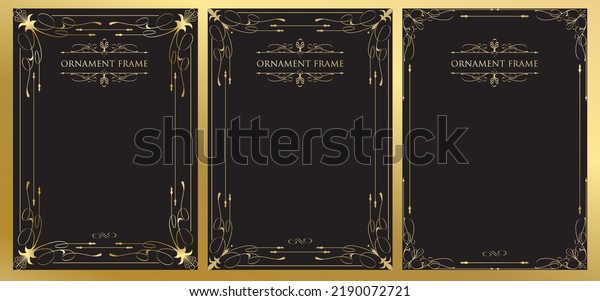 Gold border
ornament frame vector
illustration