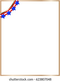 Gold border USA flag ribbon in the corner with blank space for text.
