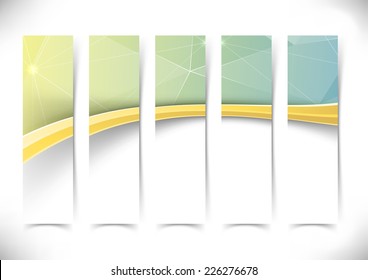 Gold border wave crystal flyers set collection. Vector illustration