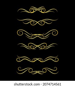 Gold Borders Elements Set Collection, ornament Vector