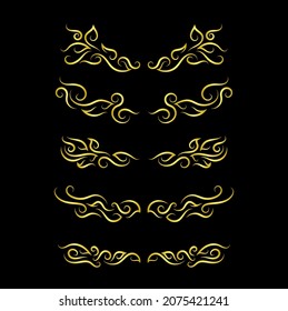Gold Borders Elements Set Collection, ornament Vector