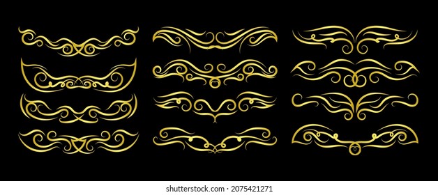 Gold Borders Elements Set Collection, ornament Vector